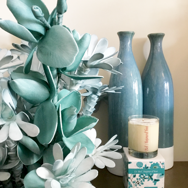 Bougie Boite Packaging Flower Turquoise